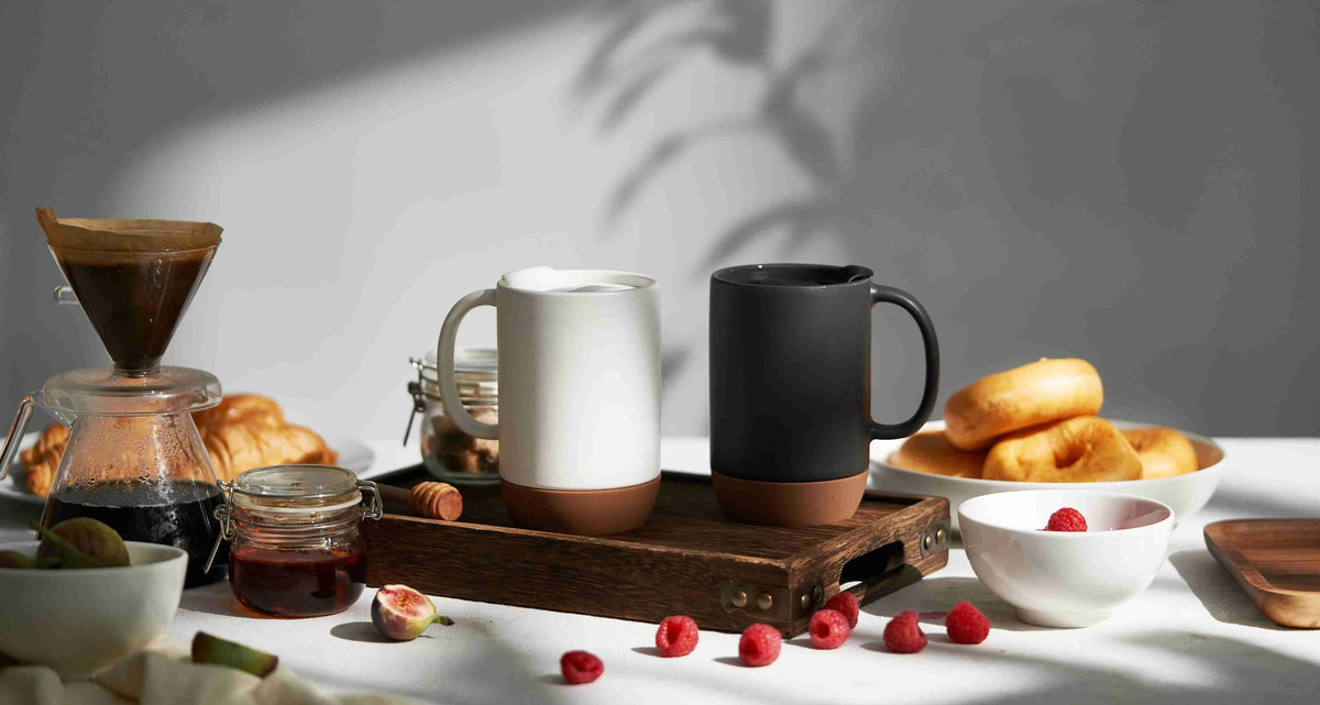 The Ceramic coffee mug gift set on white table