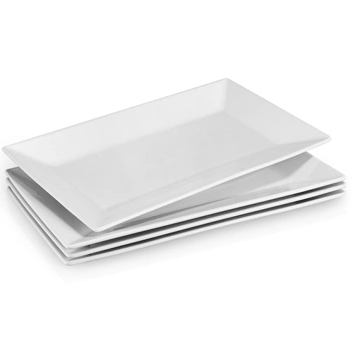 Wedding White Porcelain Dinner Platters - Set of 4 - Dinnerware
