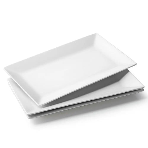 Wedding White Rectangular Dinner Platters - Set of 3 - Dinnerware