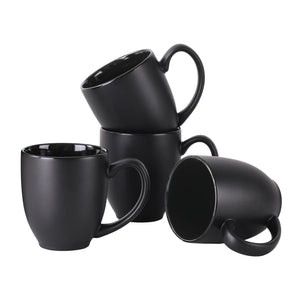 Matte Black Porcelain Coffee Mugs - Set of 6 - Drinkware