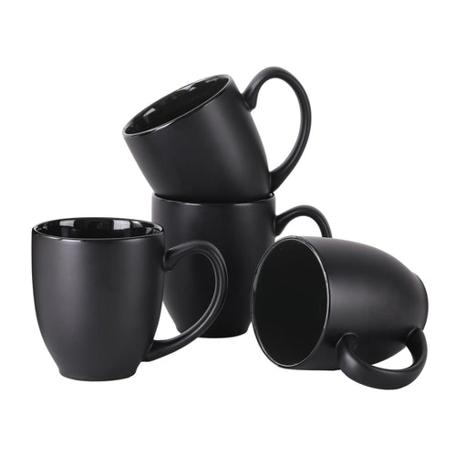 Matte Black Porcelain Coffee Mugs - Set of 6 - Drinkware