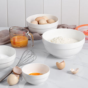 Wedding White Porcelain Mixing Bowls with Lids - Set of 4 - Dinnerware