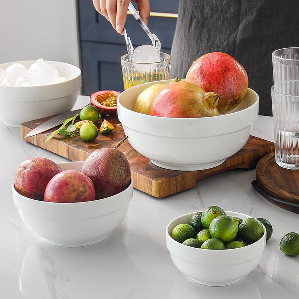 Wedding White Porcelain Mixing Bowls with Lids - Set of 4 - Dinnerware