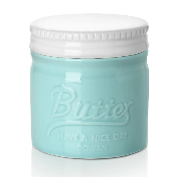 Light Blue Butter Crock with Lid - Set of 1 - Bakeware