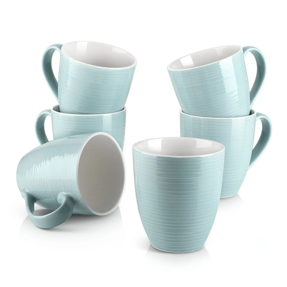 Classic Ceramic Coffee Mugs - Set of 6 - Drinkware