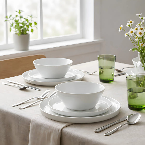 Wedding White Dinnerware Set - 18 Piece Set