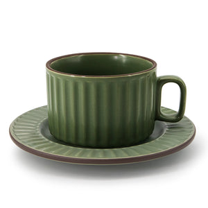 Green Cappuccino Cups and Saucers - Set of 4