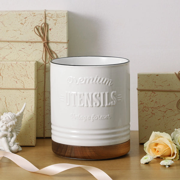 White Extra Large Rotating Utensil Holder - Set of 1