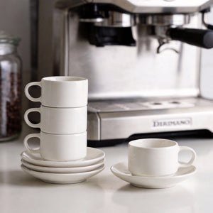 Wedding White Espresso Cups and Saucers - Set of 4