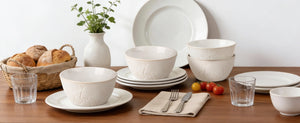 Beige Botanical Soup Bowls - Set of 4