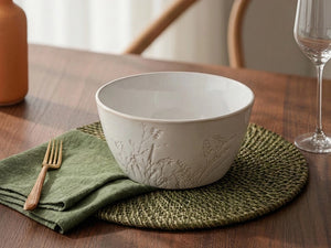 Beige Botanical Soup Bowls - Set of 4
