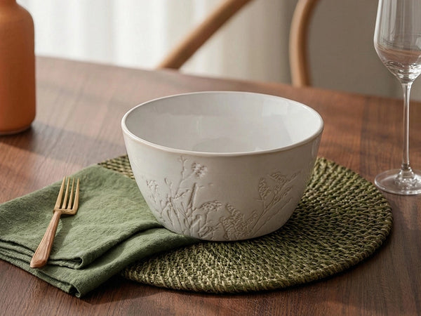 Beige Botanical Soup Bowls - Set of 4