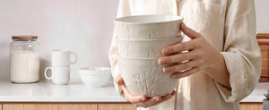 Beige Botanical Soup Bowls - Set of 4