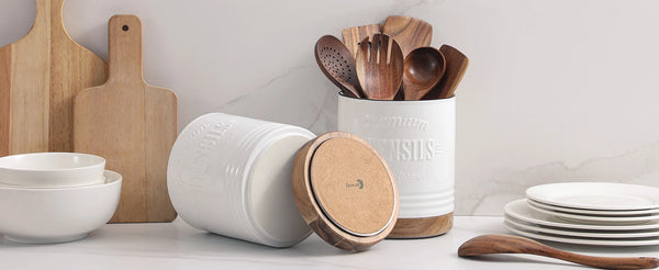 White Extra Large Rotating Utensil Holder - Set of 1