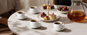 Wedding White Espresso Cups and Saucers - Set of 4