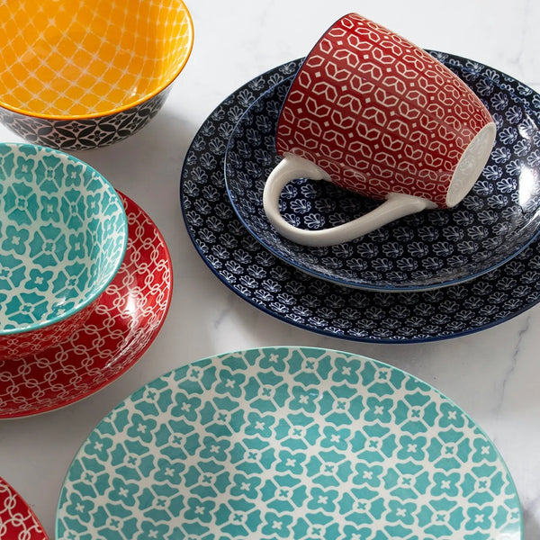 Vibrant Joy Colorful Ceramic Dinnerware Set - Set of 16