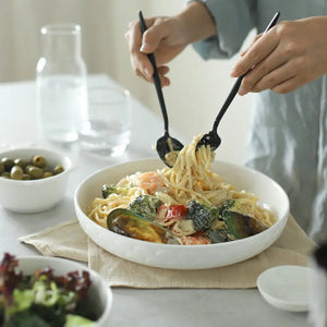 Wedding White Porcelain Textured Pasta Bowls - Set of 4 - Dinnerware