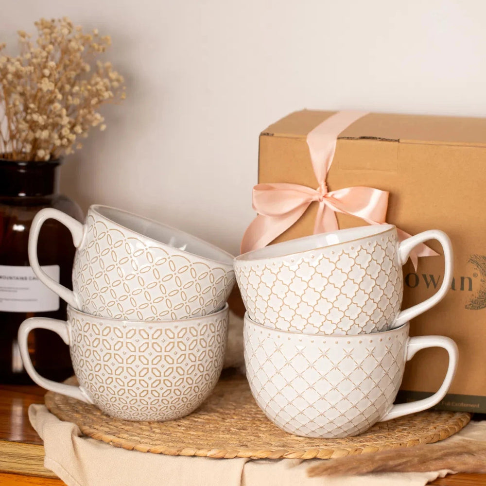 Wovira Large Coffee Mugs - Set of 4 - Drinkware